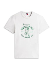 Tommy Jeans White Graphic Peached Jersey T-Shirt - Image 5 of 5