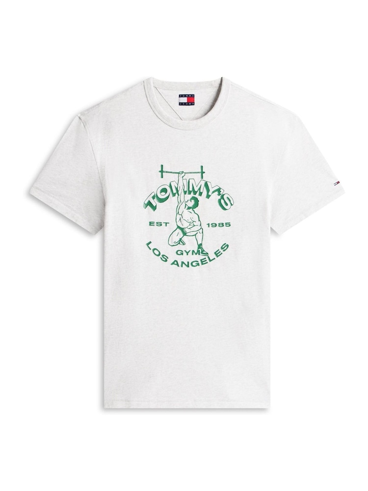 Tommy Jeans White Graphic Peached Jersey T-Shirt - Image 5 of 5