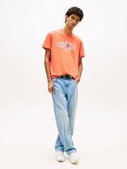 Tommy Jeans Orange Wavy Flag Jersey T-Shirt - Image 2 of 5