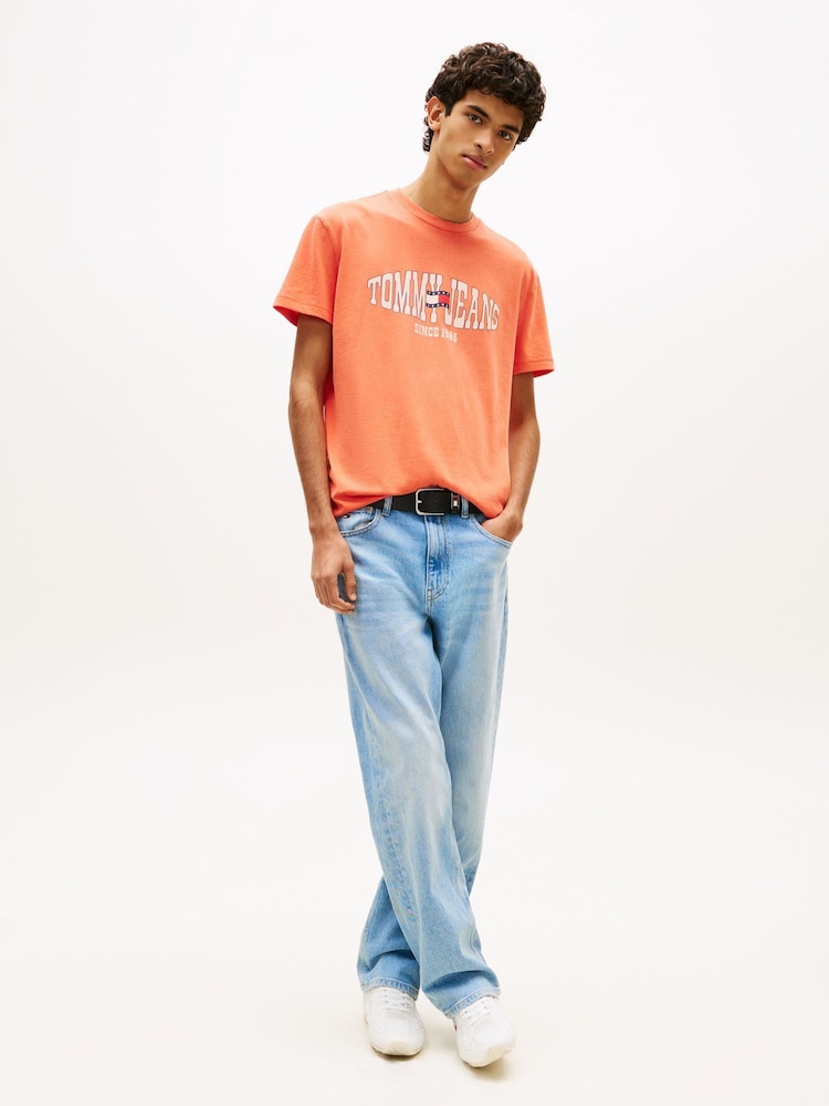 Tommy Jeans Orange Wavy Flag Jersey T-Shirt - Image 2 of 5 Tommy Jeans Orange Wavy Flag Jersey T-Shirt - Image 2 of 5