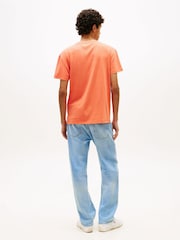 Tommy Jeans Orange Wavy Flag Jersey T-Shirt - Image 3 of 5