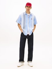 Tommy Jeans Blue Relaxed Fit Stripe Short Sleeve Shirt - Image 1 of 4