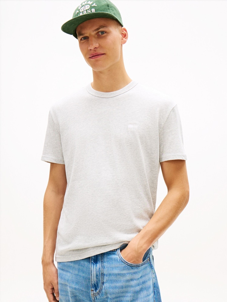 Tommy Jeans Grey Tommy Badge Jersey Crew Neck T-Shirt - Image 1 of 5