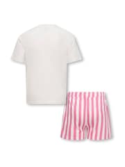 ONLY KIDS Pink Stripe Pyjama Top And Shorts Set - Image 2 of 3