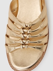 Reiss Gold Agnes Leather Metallic Knotted Flat Sandals - Image 6 of 6