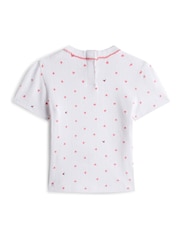 Tommy Hilfiger White Heart Print Pointelle T-Shirt - Image 2 of 2