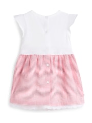 Tommy Hilfiger White Stripe Seersucker Broderie Short Sleeve Dress - Image 2 of 2