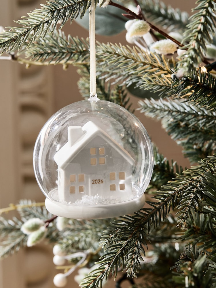 White 2026 Home Snowglobe Bauble - Image 1 of 3