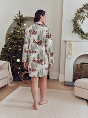 Ecru Santa Matching Family Christmas Flannel Nightshirt - Image 3 of 7