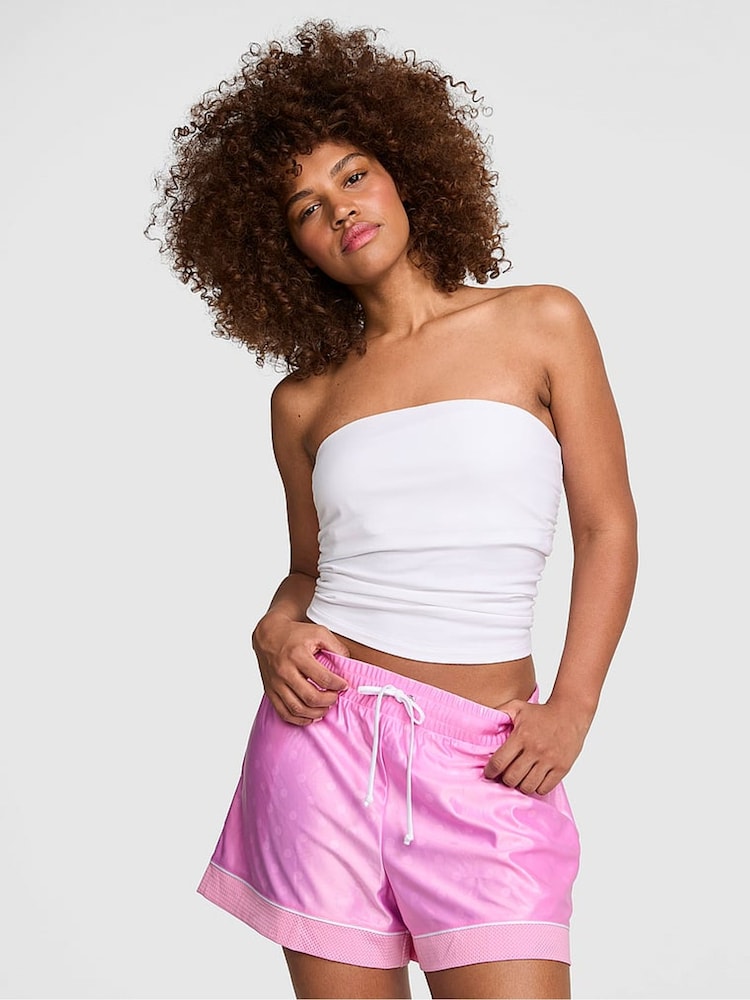Victoria's Secret Pink Pink Lollipop Satin Mesh Boxy Shorts - Image 1 of 3 Victoria's Secret Pink Pink Lollipop Satin Mesh Boxy Shorts - Image 1 of 3