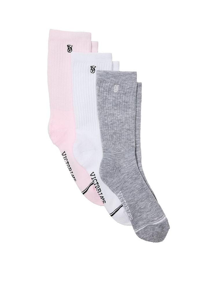 Victoria's Secret White/Pink/Grey 3 Pack Socks - Image 1 of 2 Victoria's Secret White/Pink/Grey 3 Pack Socks - Image 1 of 2