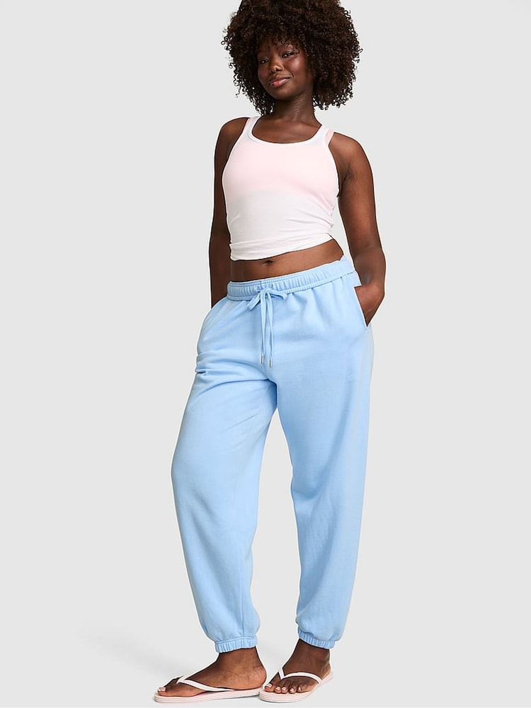 Victoria's Secret PINK Blue Dancer Cuffed Fleece Joggers - Image 1 of 2 Victoria's Secret PINK Blue Dancer Cuffed Fleece Joggers - Image 1 of 2