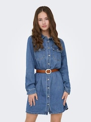 ONLY Blue Long Sleeve Denim Shirt Dress - Image 3 of 6