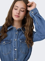 ONLY Blue Long Sleeve Denim Shirt Dress - Image 4 of 6