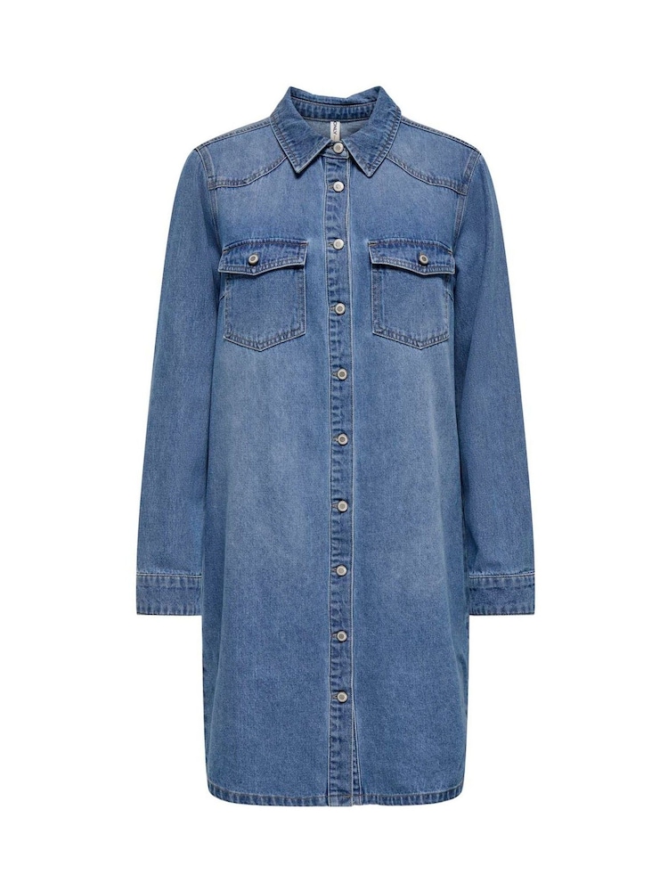 only denim shirt dress ONLY Dress 'ONLLisa' female Blue plain colored size S