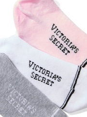 Victoria's Secret White/Pink/Grey 3 Pack Socks - Image 2 of 2