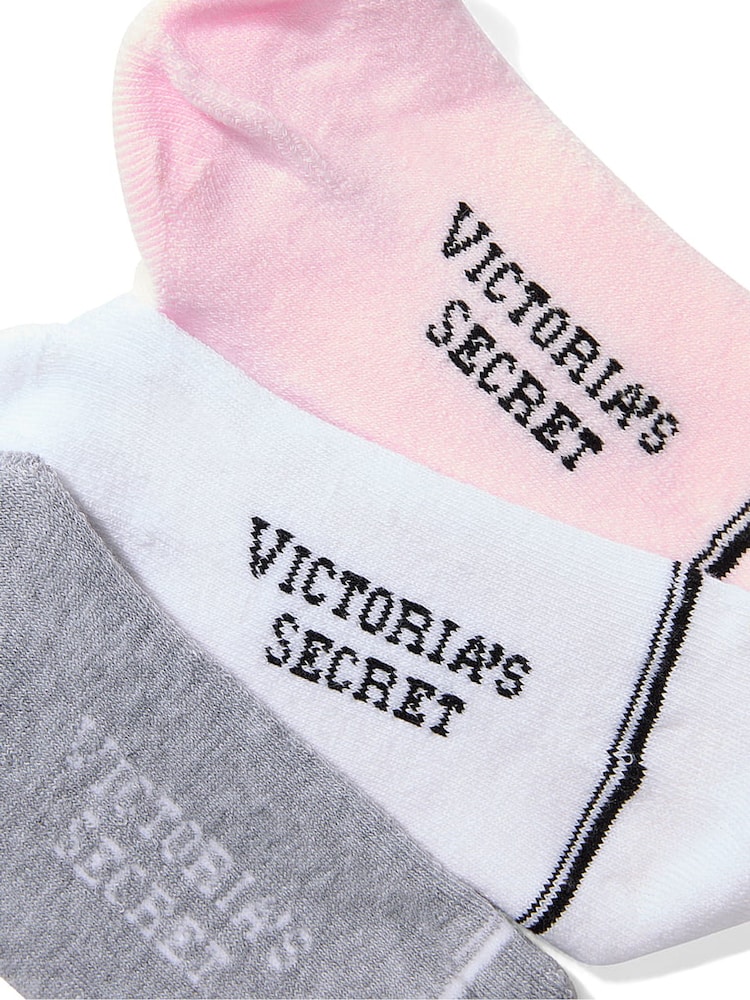 Victoria's Secret White/Pink/Grey 3 Pack Socks - Image 2 of 2