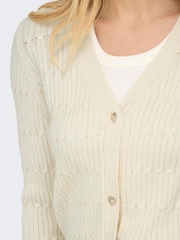 ONLY Cream Cable Knit V-Neck Cardigan - Image 4 of 6