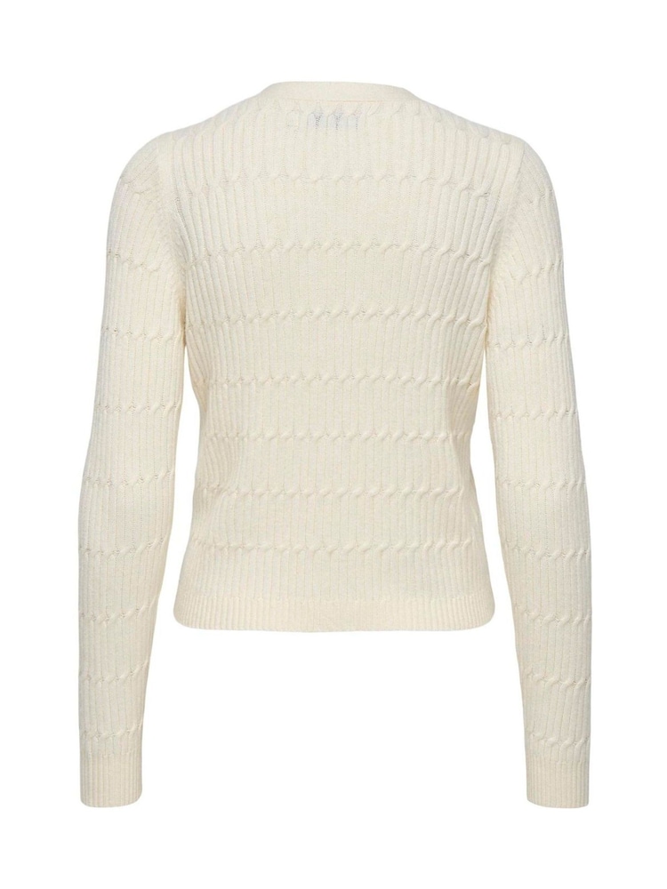 ONLY Cream Cable Knit V-Neck Cardigan - Image 6 of 6 ONLY Cream Cable Knit V-Neck Cardigan - Image 6 of 6