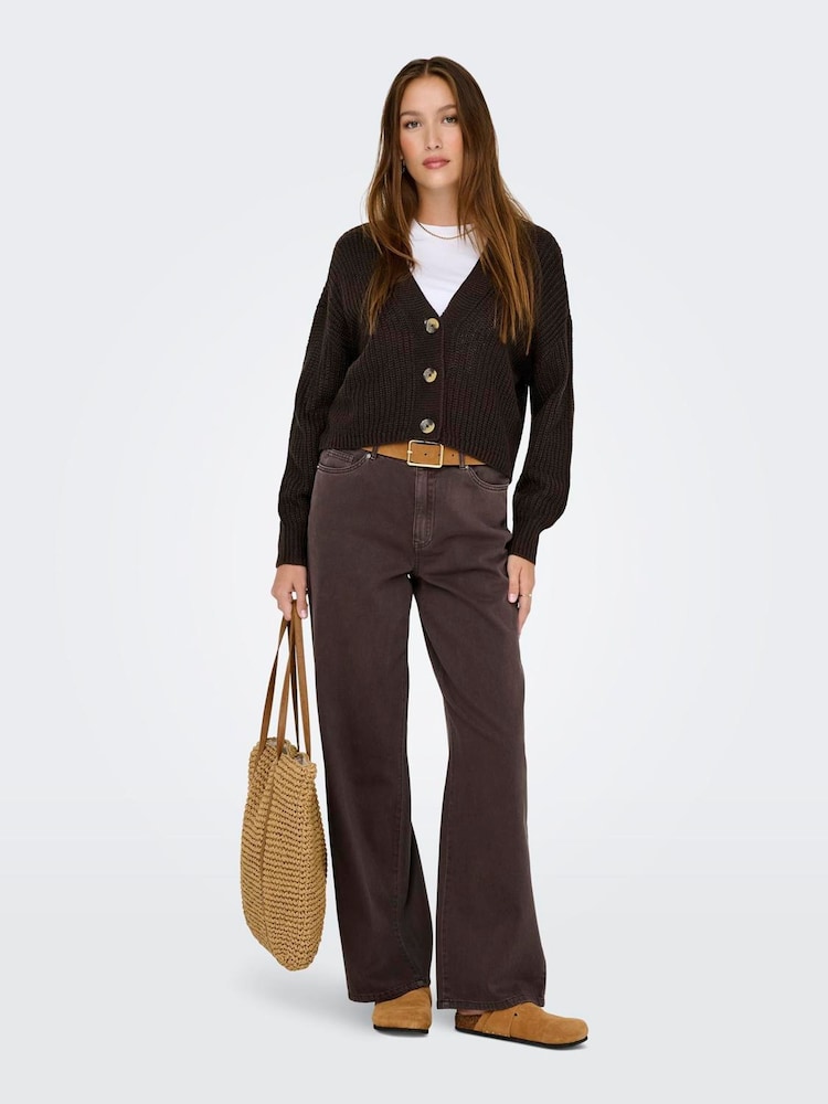 ONLY Brown Ribbed Cardigan - Image 2 of 6