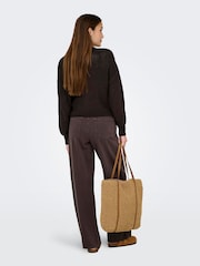 ONLY Brown Ribbed Cardigan - Image 3 of 6