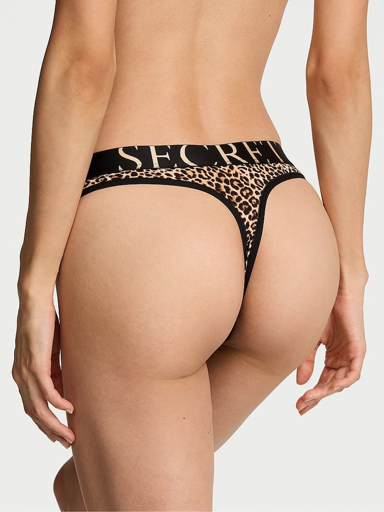 Victoria's Secret Leopard Brown Thong Exploded Logo Knickers - Image 2 of 2