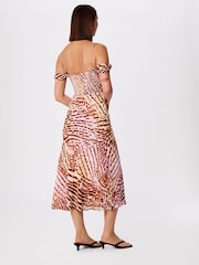 Whistles Pink Orchid Print Scarf Midi Dress - Image 3 of 4