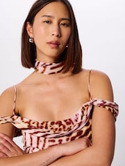 Whistles Pink Orchid Print Scarf Midi Dress - Image 4 of 4