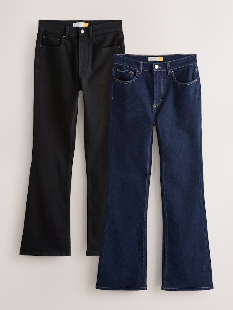 Black/Indigo Mid Rise Bootcut Jeans 2 Pack - Image 1 of 10