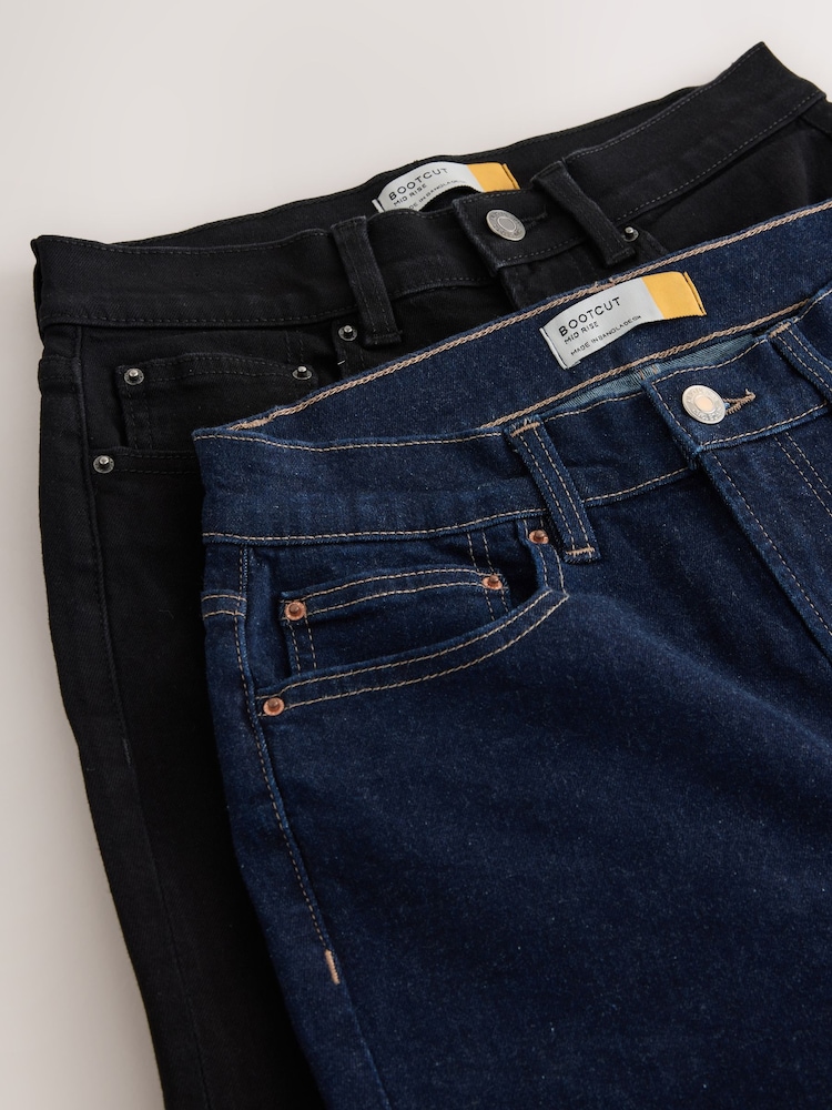 Black/Indigo Mid Rise Bootcut Jeans 2 Pack - Image 10 of 10