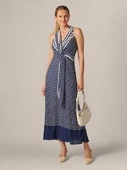 Adrianna Papell Blue Print Chiffon Dress - Image 4 of 6
