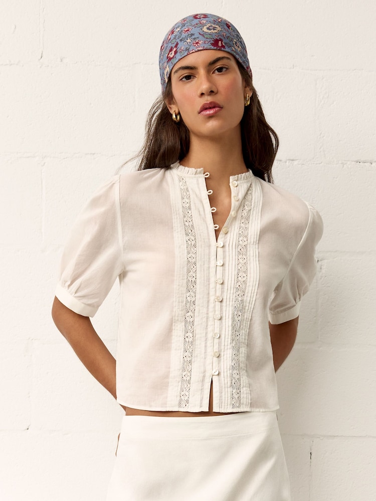 BHOEM White Romantic Short Sleeve Blouse - Image 1 of 5