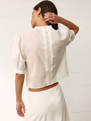 BHOEM White Romantic Short Sleeve Blouse - Image 4 of 5