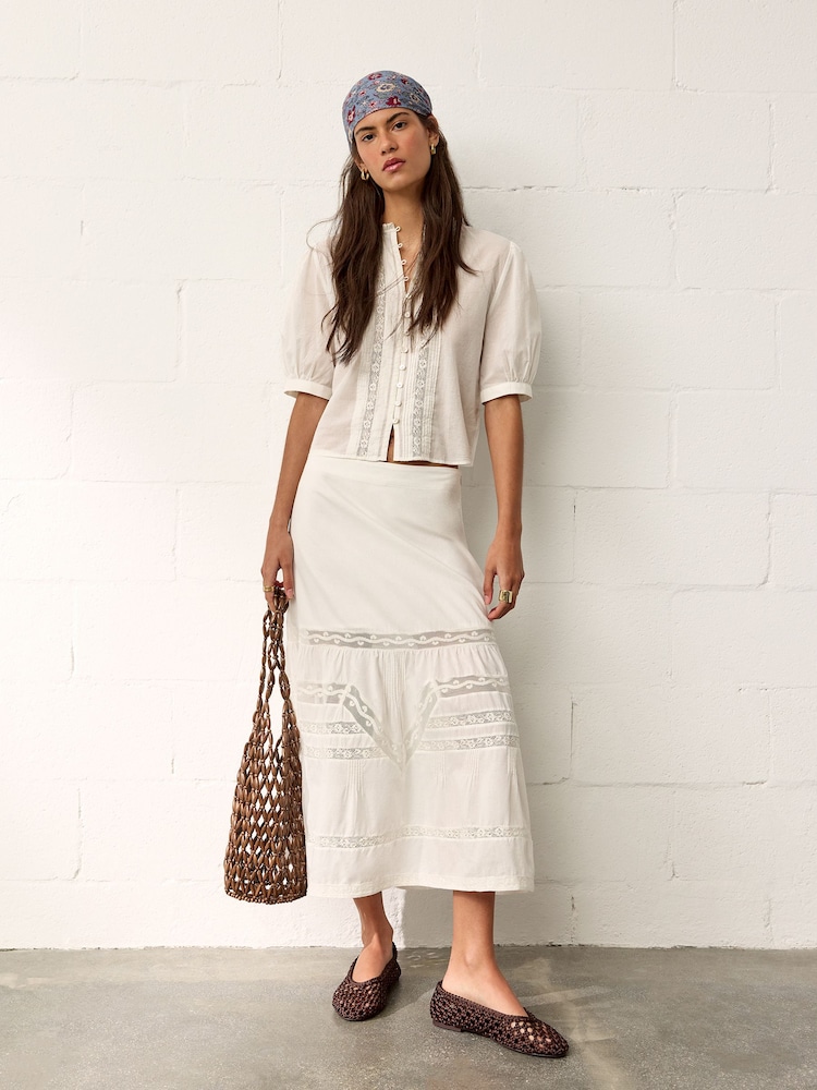 BHOEM White Romantic Short Sleeve Blouse - Image 5 of 5