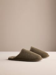 Kakigroen - Suede Slim Mule Slippers - Afbeelding 1 van 6