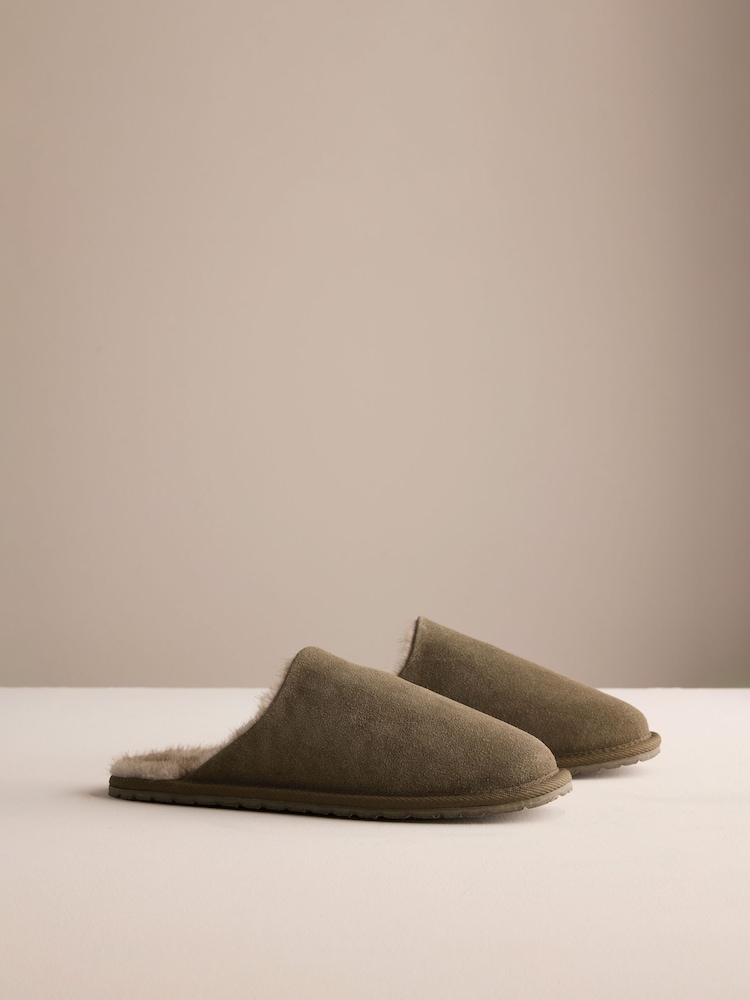 Kakigroen - Suede Slim Mule Slippers - Afbeelding 1 van 6