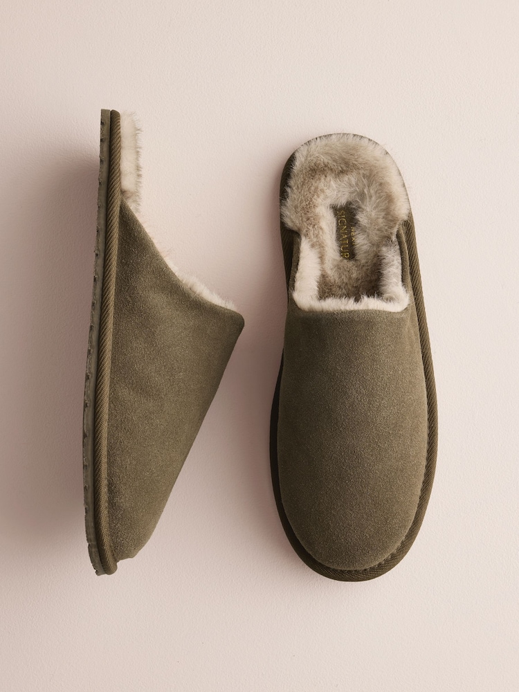 Kakigroen - Suede Slim Mule Slippers - Afbeelding 2 van 6