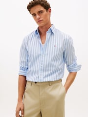 Tommy Hilfiger Blue Flex Regular Fit Stripe Poplin Shirt - Image 1 of 5