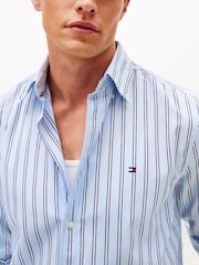 Tommy Hilfiger Blue Flex Regular Fit Stripe Poplin Shirt - Image 4 of 5