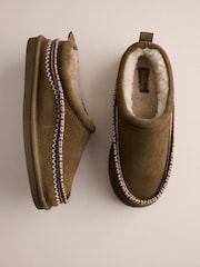 Tan Brown Signature Tape Suede Slippers - Image 1 of 6