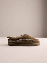 Tan Brown Signature Tape Suede Slippers - Image 3 of 6