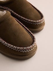 Tan Brown Signature Tape Suede Slippers - Image 4 of 6