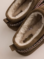 Tan Brown Signature Tape Suede Slippers - Image 5 of 6