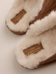 Tan Brown Signature Leather Mule Slippers - Image 5 of 6