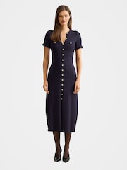 Forever New Blue Violetta Stitch Interest Midi Dress - Image 1 of 4