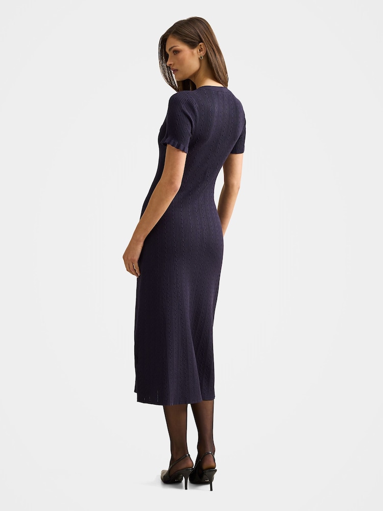 Forever New Blue Violetta Stitch Interest Midi Dress - Image 2 of 4