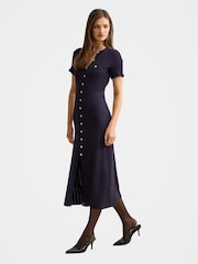 Forever New Blue Violetta Stitch Interest Midi Dress - Image 4 of 4