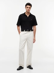 Tommy Hilfiger Black Relaxed Fit Open Knit Polo Shirt - Image 3 of 4