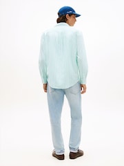 Tommy Hilfiger Green Flex Regular Fit Stripe Poplin Shirt - Image 3 of 5