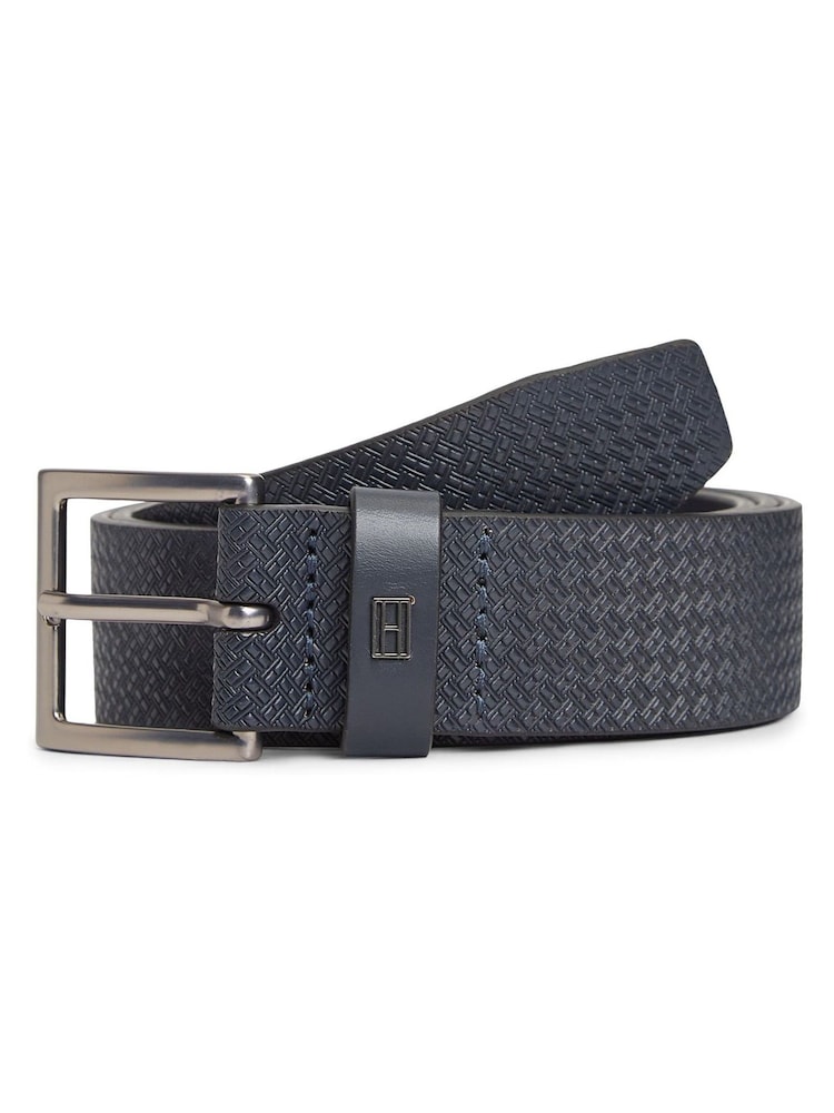 Tommy Hilfiger Blue Rounded Buckle Casual Woven Leather Belt - Image 1 of 4